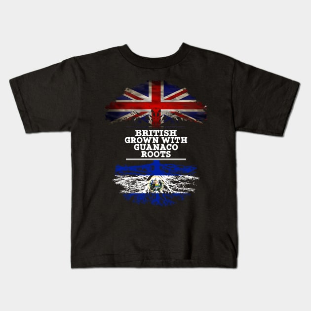 British Grown With Guanaco Roots - Gift for Guanaco With Roots From El Salvador Kids T-Shirt by Country Flags